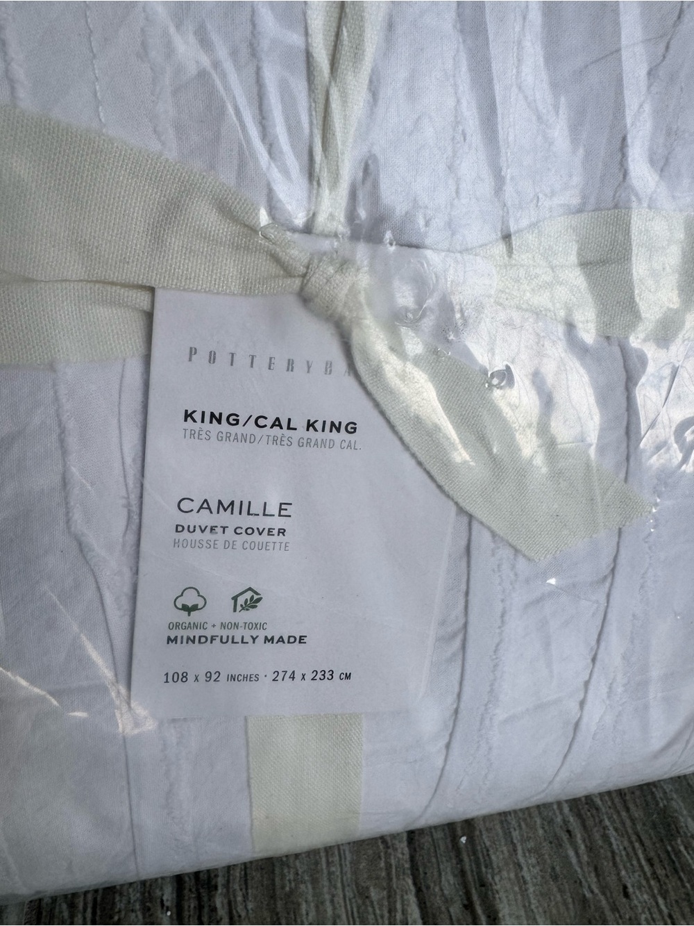 Pottery Barn Camille King/Cal King Duvet Cover in White